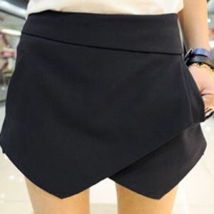 Black Asymmetrical Faux Leather Skirt