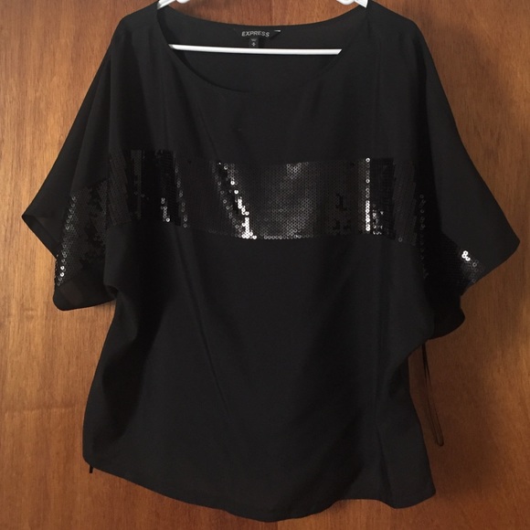 Express black sequin shirt