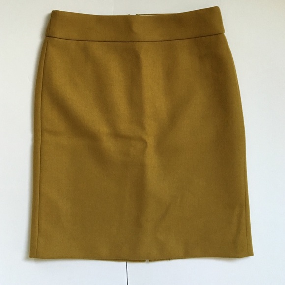J. Crew 100% Wool Mustard Pencil Skirt Sz 2P