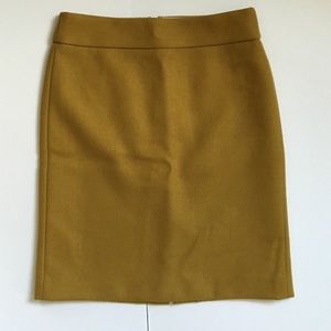 J. Crew 100% Wool Mustard Pencil Skirt Sz 2P