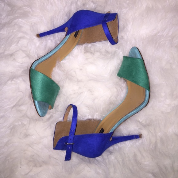Bright blue and green ZARA heels