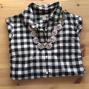 J.Crew gingham, black and white button down.