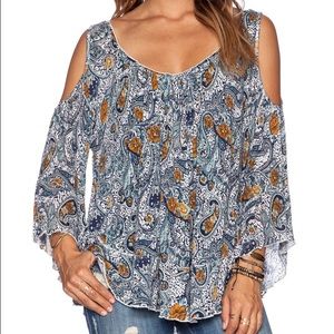 Free people Chloe cold shoulder tee ocean combo