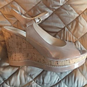 Franco Sarto Nude Patent Leather Wedges