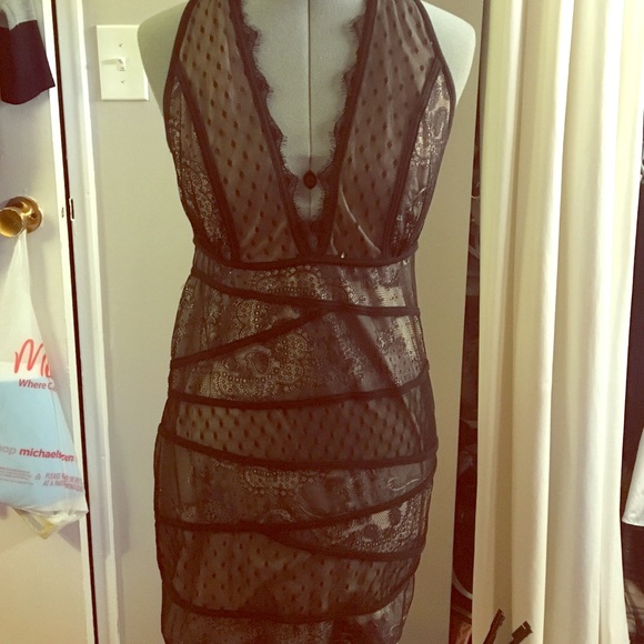 Bebe black lace mini dress