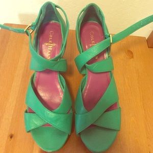 Sea Green Cole Haan wedge espadrilles w/Nike Air