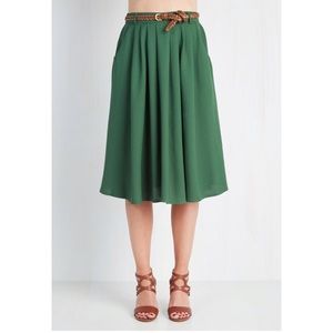 Modcloth Breathtaking Tiger Lilies Skirt- Green