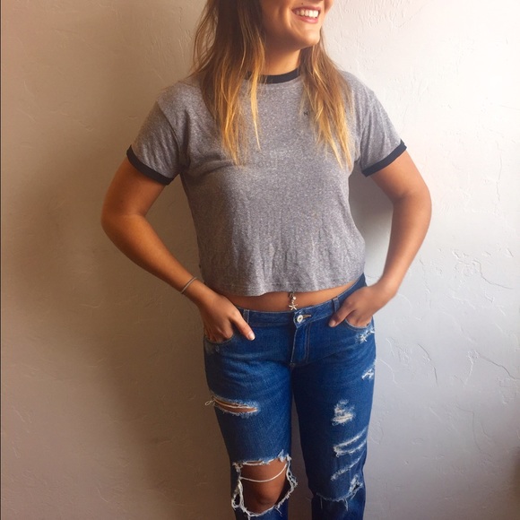 Abercrombie boyfriend distressed ripped jeans