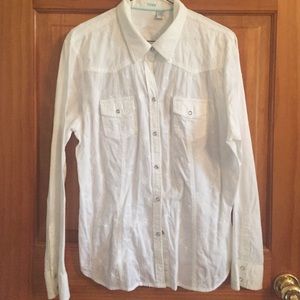 Izod large white western pattern snap front shirt