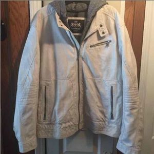 Mens express XL tan leather jacket
