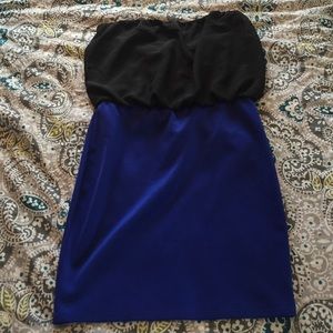 Strapless blue and black dress!