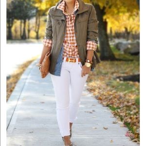 JCrew Orange Gingham Collared Shirt