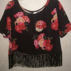 Black shirt with red roses