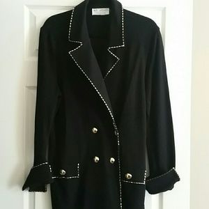 ST. JOHN Black Knit Sweater with Gold Accents