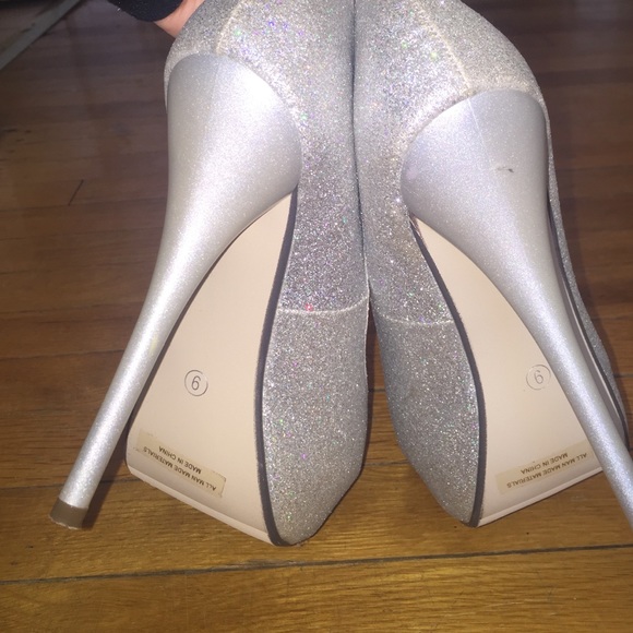Silver sparkle pageant stilettos