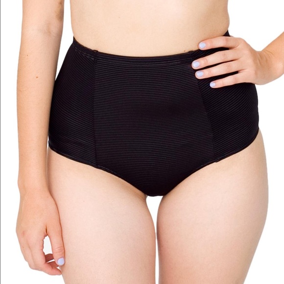 Rib Nylon Spandex High-Waist Brief in Black