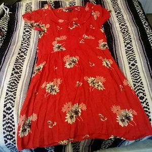 AE red floral peter pan dress SIZE 12