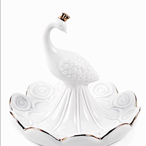 Most Wanted Gift! Gold Rim Peacock Jewelry Holder