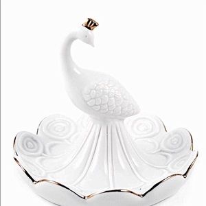 Most Wanted Gift! Gold Rim Peacock Jewelry Holder