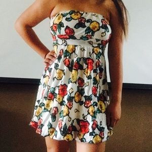 Casual Floral Strapless Summer Dress