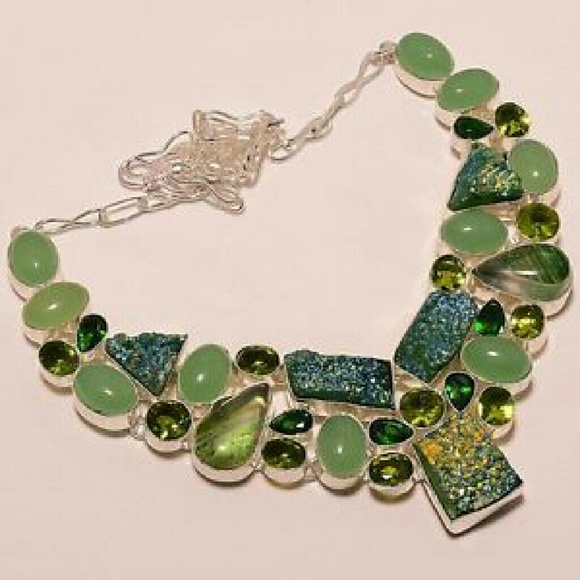 . 925 Sterling Silver Multigemstone Necklace