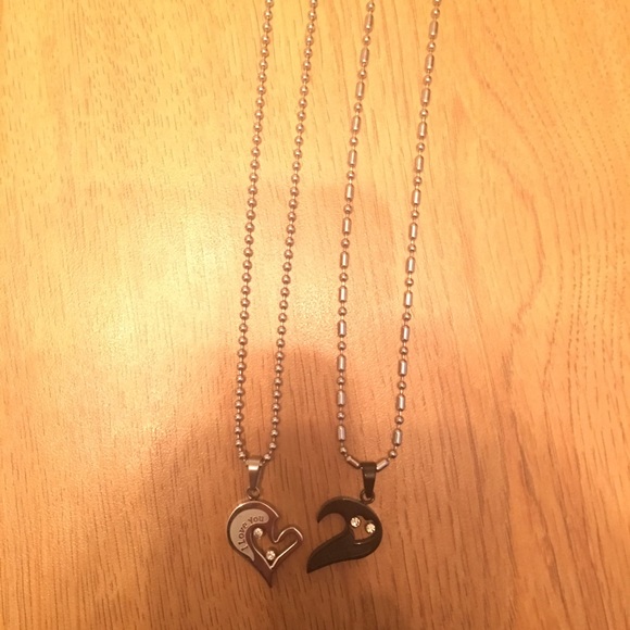 Silver and black friendship necklaces