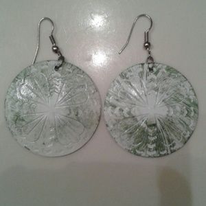 Green/white earrings