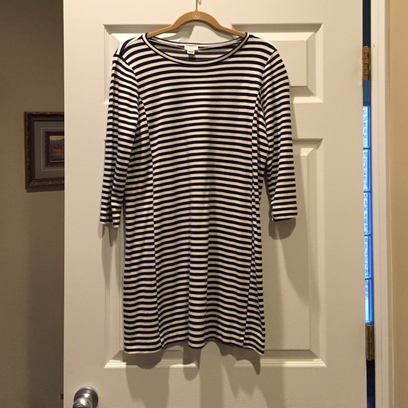 J Crew navy striped knit dress