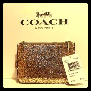 NWT-COACH GOLD GLITTER KEY PoUCH