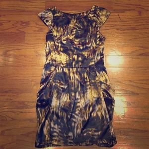 Satin brown and black mini dress.