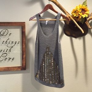 Embellished Knitted Gray Top