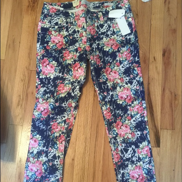denim floral jeans