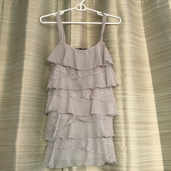 Heart Soul Grey Ruffled, Laced Top