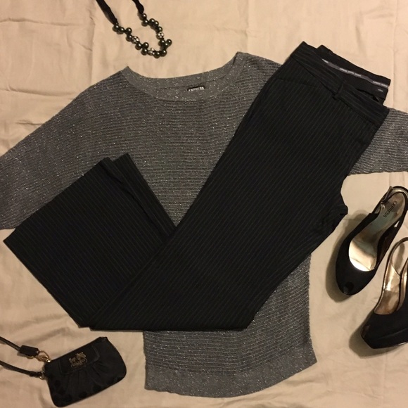 SALE! Express Black Pinstriped Editor Pants