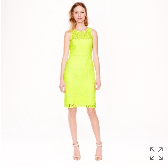 JCrew Collection Neon Yellow Lace Sheath Dress