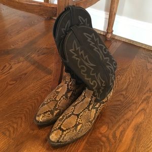 Vintage Real Snakeskin Cowboy Boots Unique!