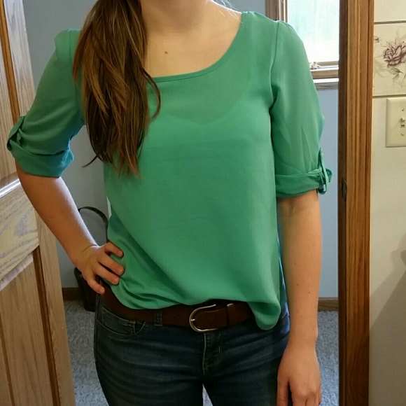 Aqua quarter lenth shirt