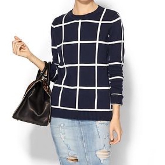NWT Pim + Larkin Navy & White Grid Sweater