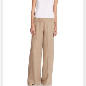 THEORY GRINETTA WIDE LEG LINEN PANTS