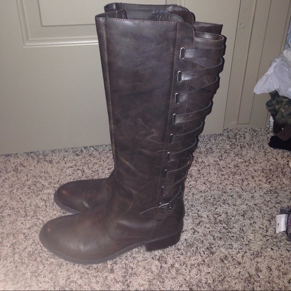 Brown knee high boots