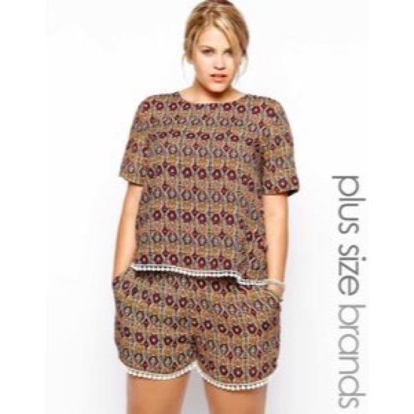 ASOS Curve Alice & You Folk Print Tee