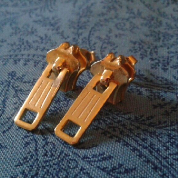 Gold Zipper Stud Earrings