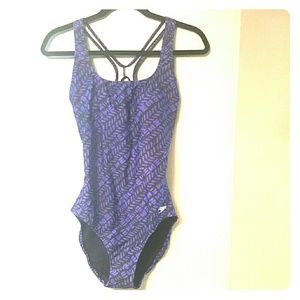Speedo comp suit purple black size 10