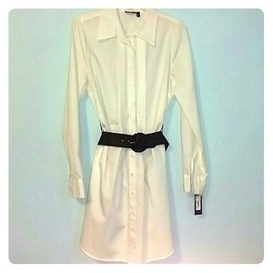 Tunic top with belt - white