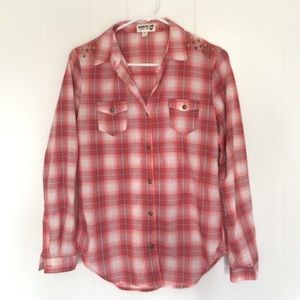 Plaid button up flannel shirt