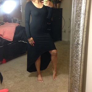 Long Sleeved Black high-low dress