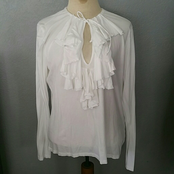 Ralph Lauren white ruffle top