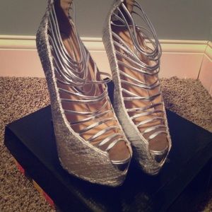 Silver platform heels