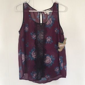 Sheer floral tank top