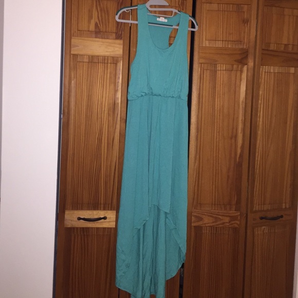 High low teal dress